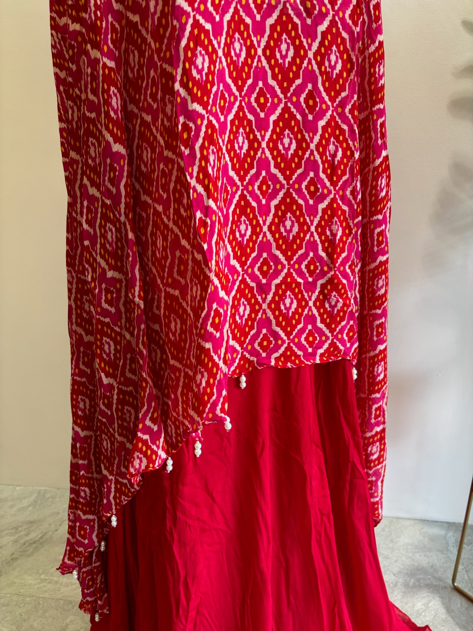 A1143 - Indowestern Patola Print Cape & Skirt Set