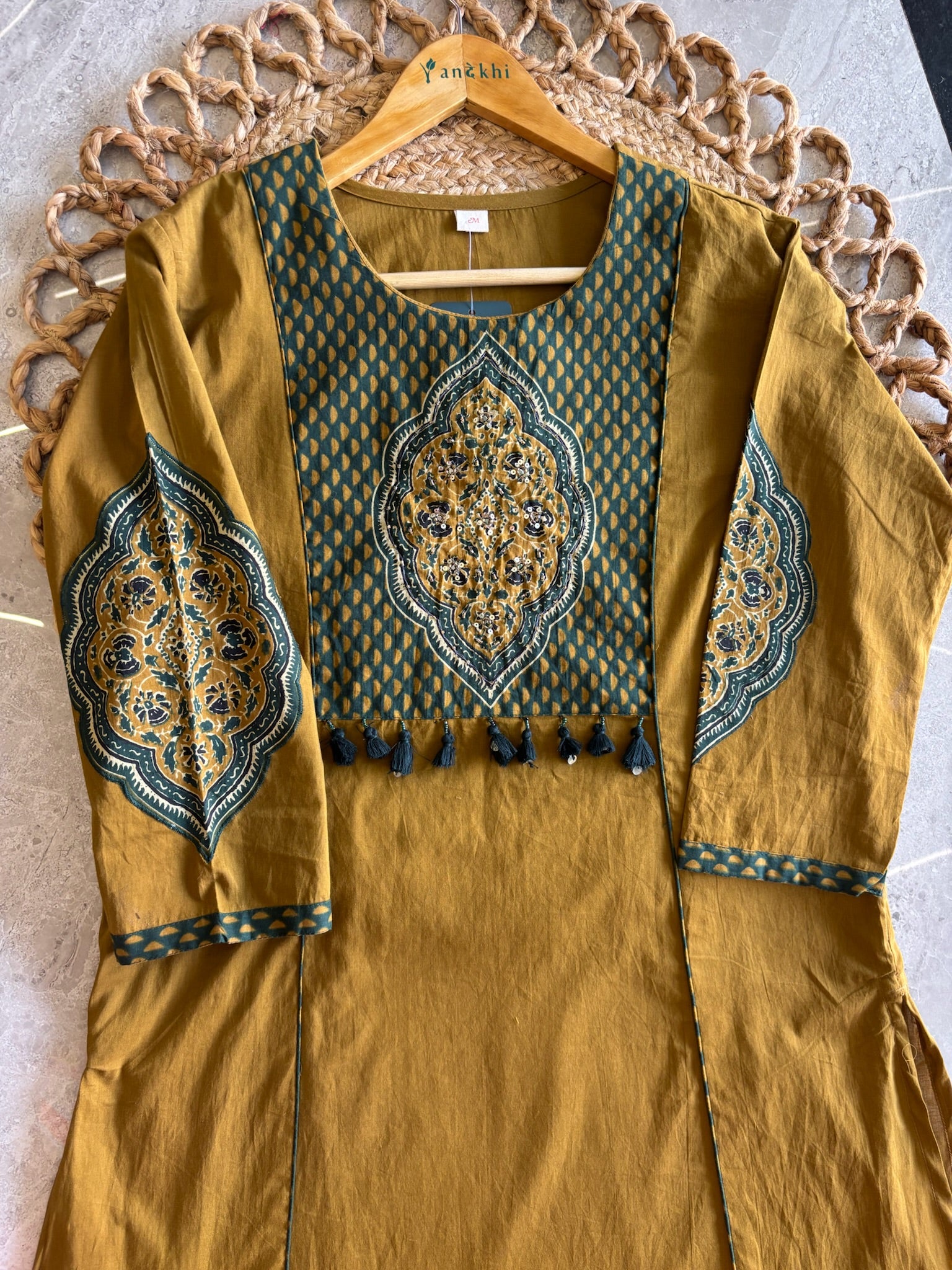 A2844- Pure Cotton Kurti with Statement Yoke & Printed Dupatta