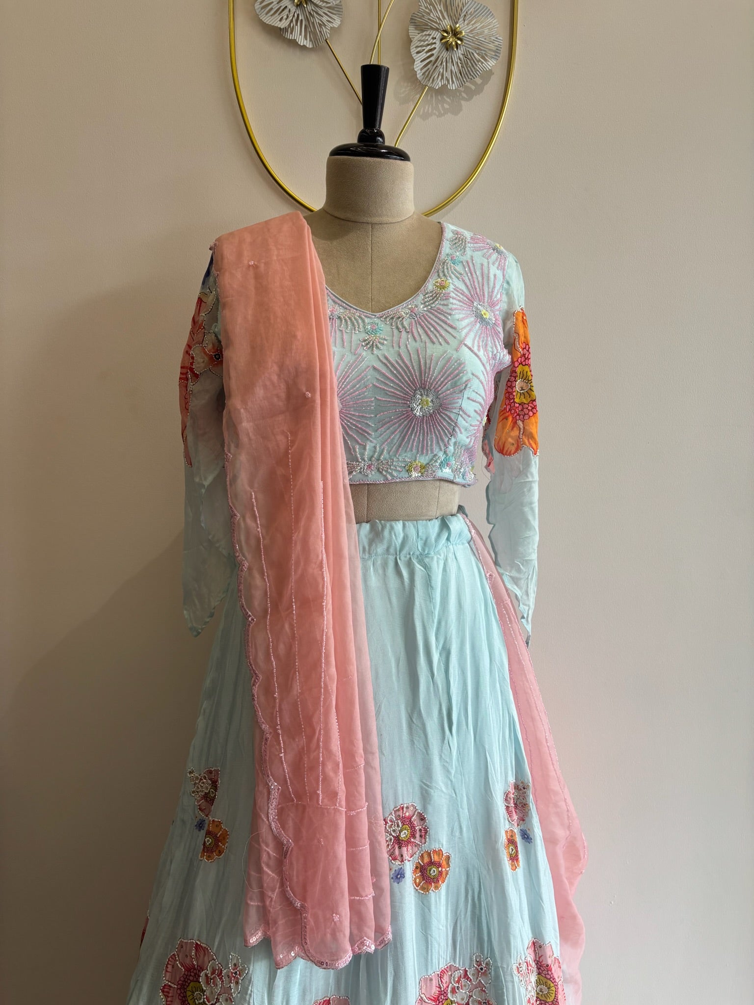 A1655 - A Pastel Chinon Lehenga set perfect for Carnival
