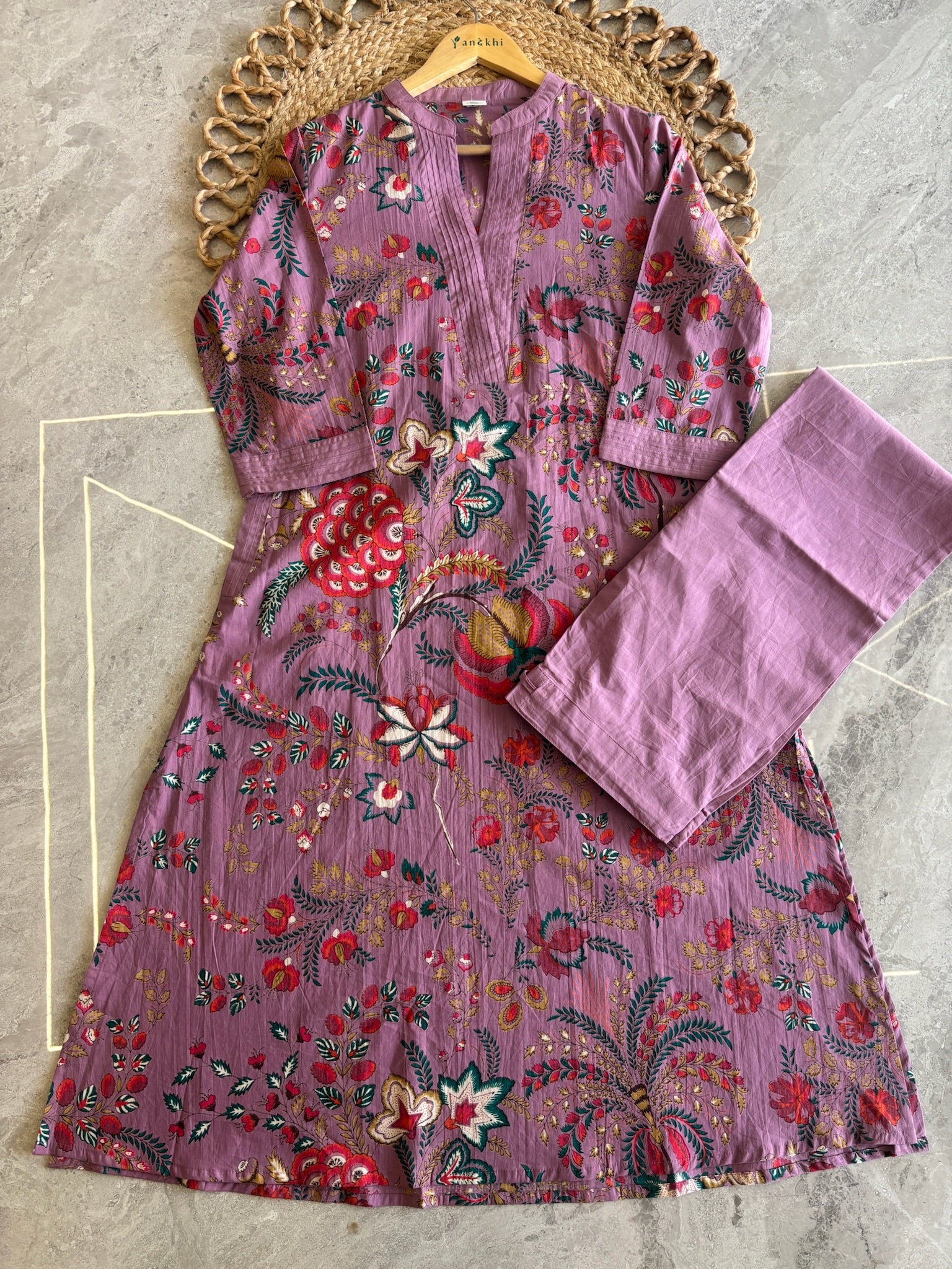 A4037 - A two-piece Kurta & Pant Set with delicate Pintucks details.
