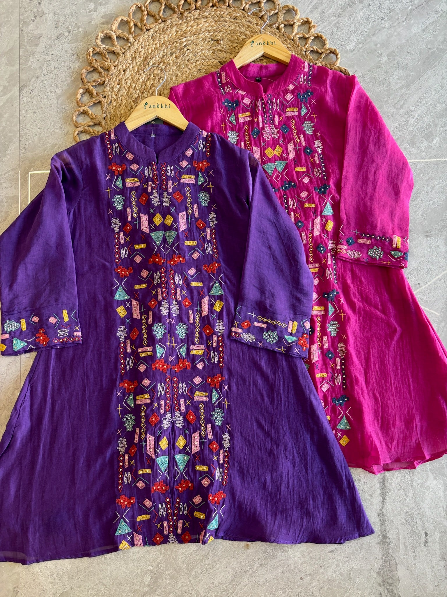 A2650 - Mul Chanderi Co-ord Set with Embroidery