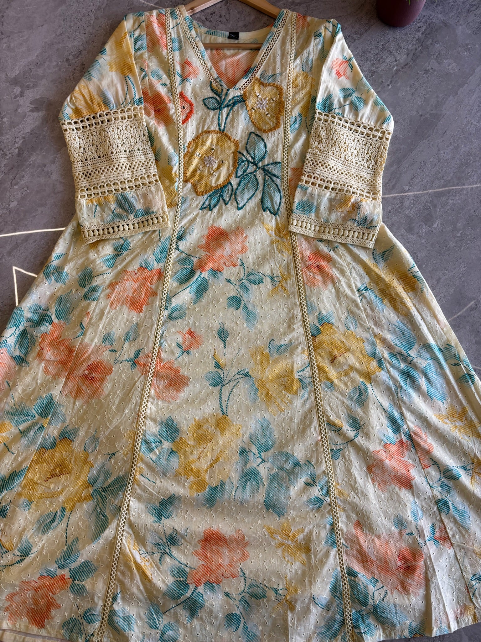 A3931 - Premium Hakoba Cotton A-line Suit with Palazzo & Dupatta for effortless elegance.