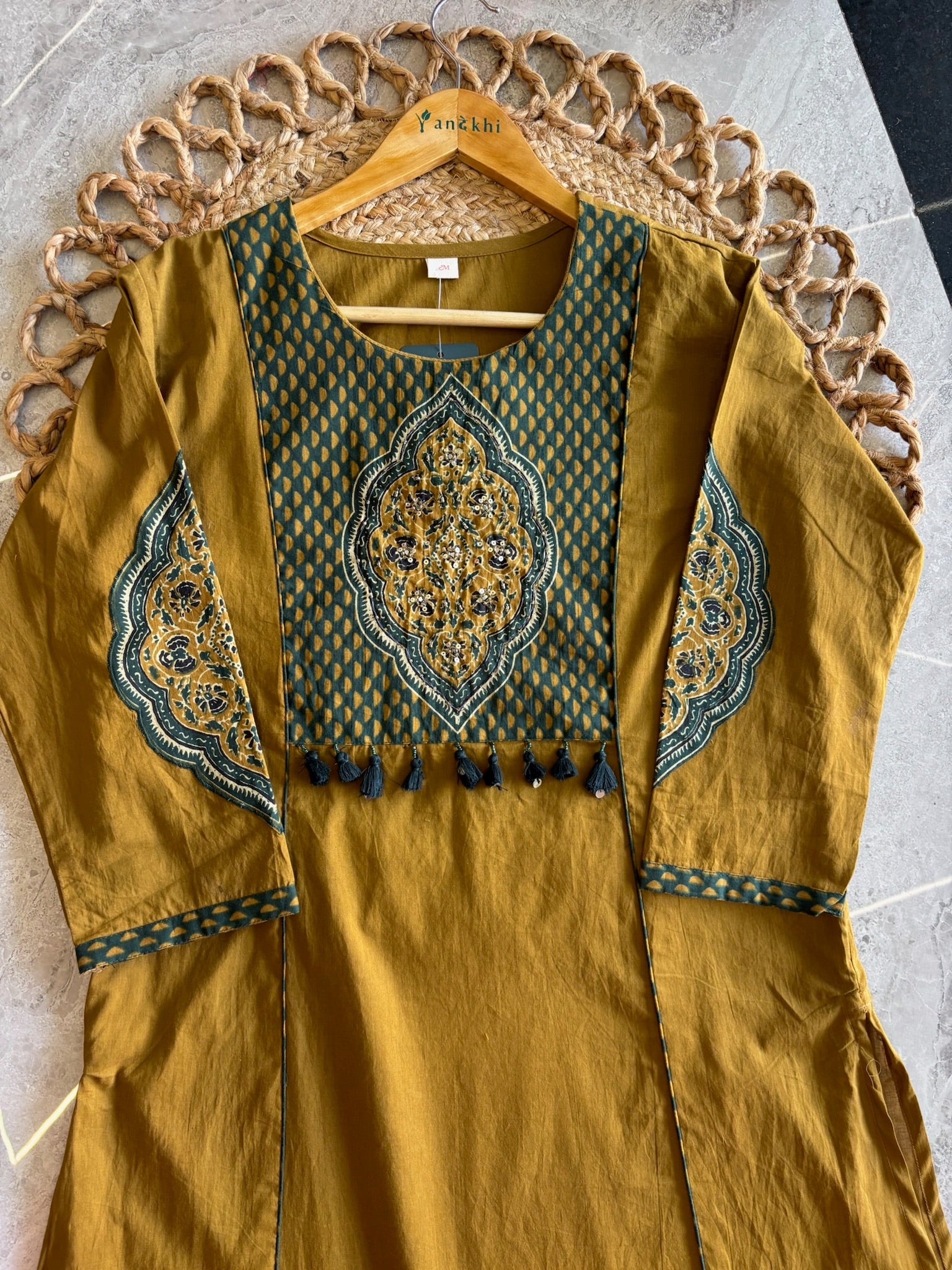 A2844- Pure Cotton Kurti with Statement Yoke & Printed Dupatta