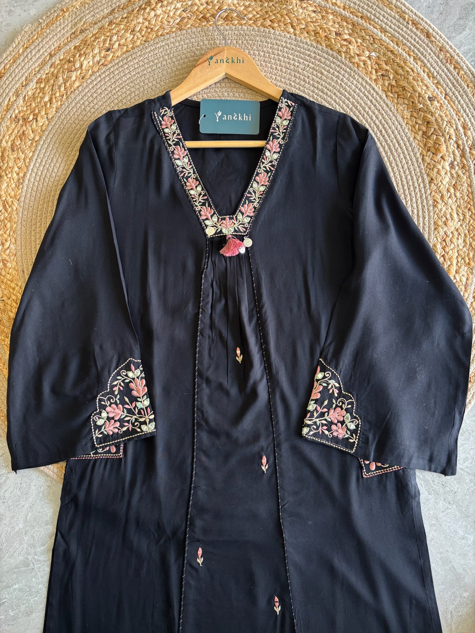 A3932- Rayon Suit adorned with Floral Embroidery, statement Dupatta & Pants.
