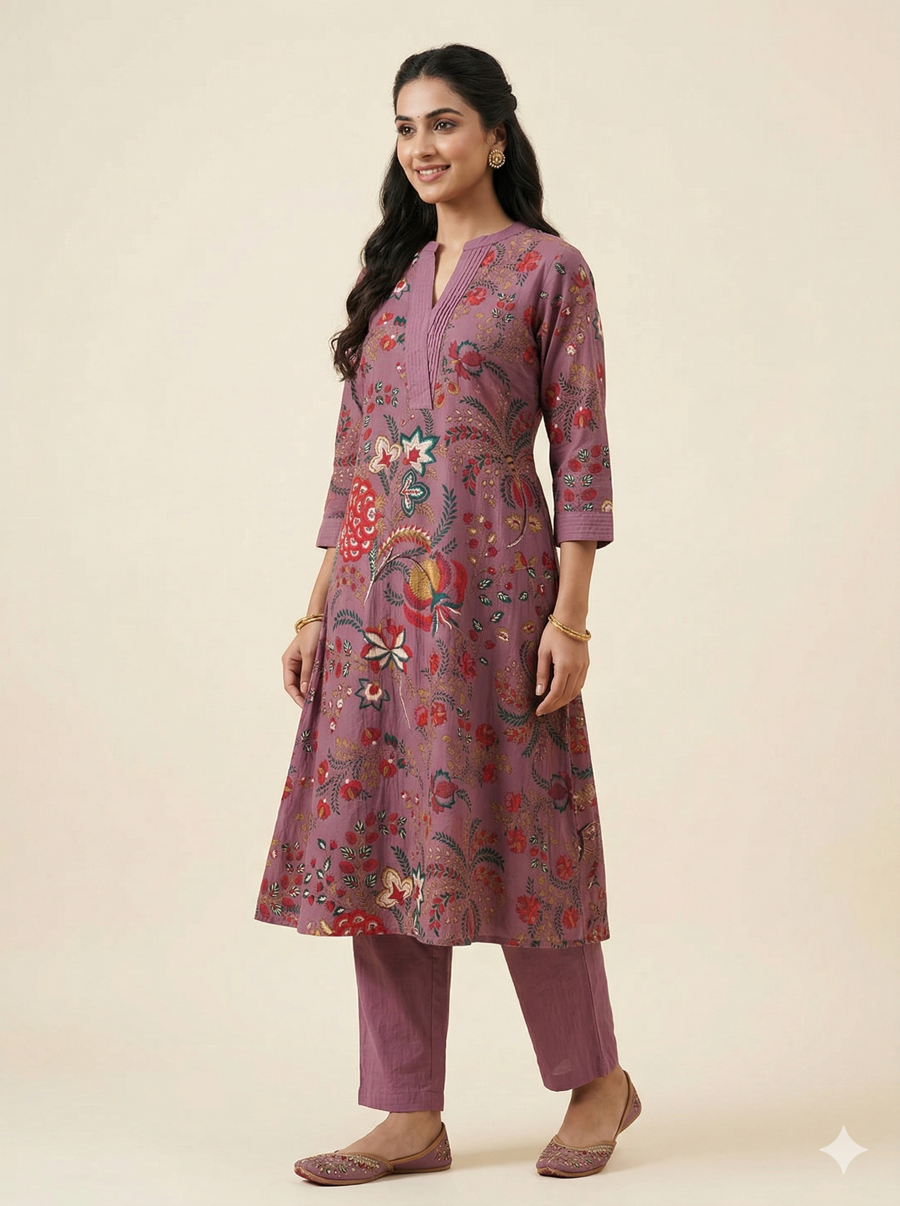 A4037 - A two-piece Kurta & Pant Set with delicate Pintucks details.