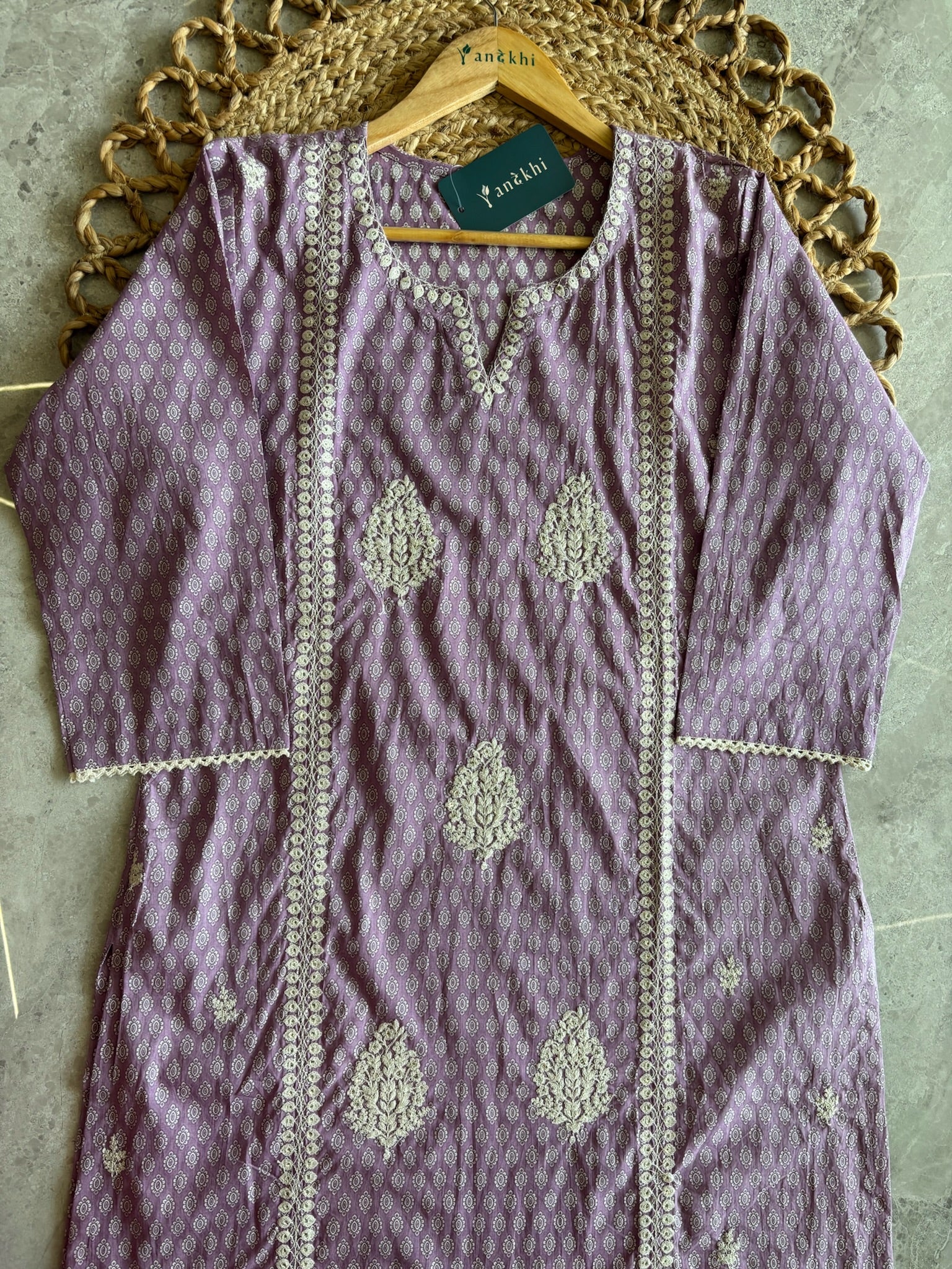 A3929- Pure Cotton Printed Suit Set with Embroidered & Doriya Dupatta