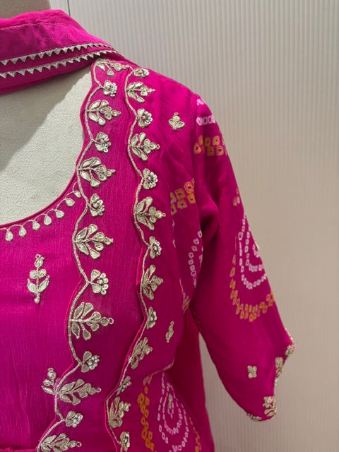 A1281 - Pure chinon Bandhani Jacket gown