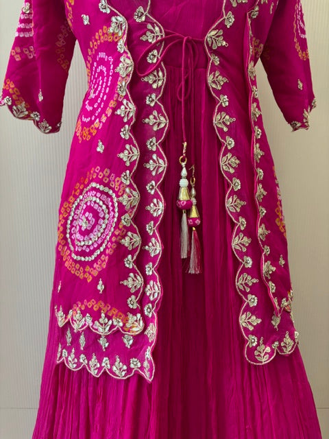 A1281 - Pure chinon Bandhani Jacket gown