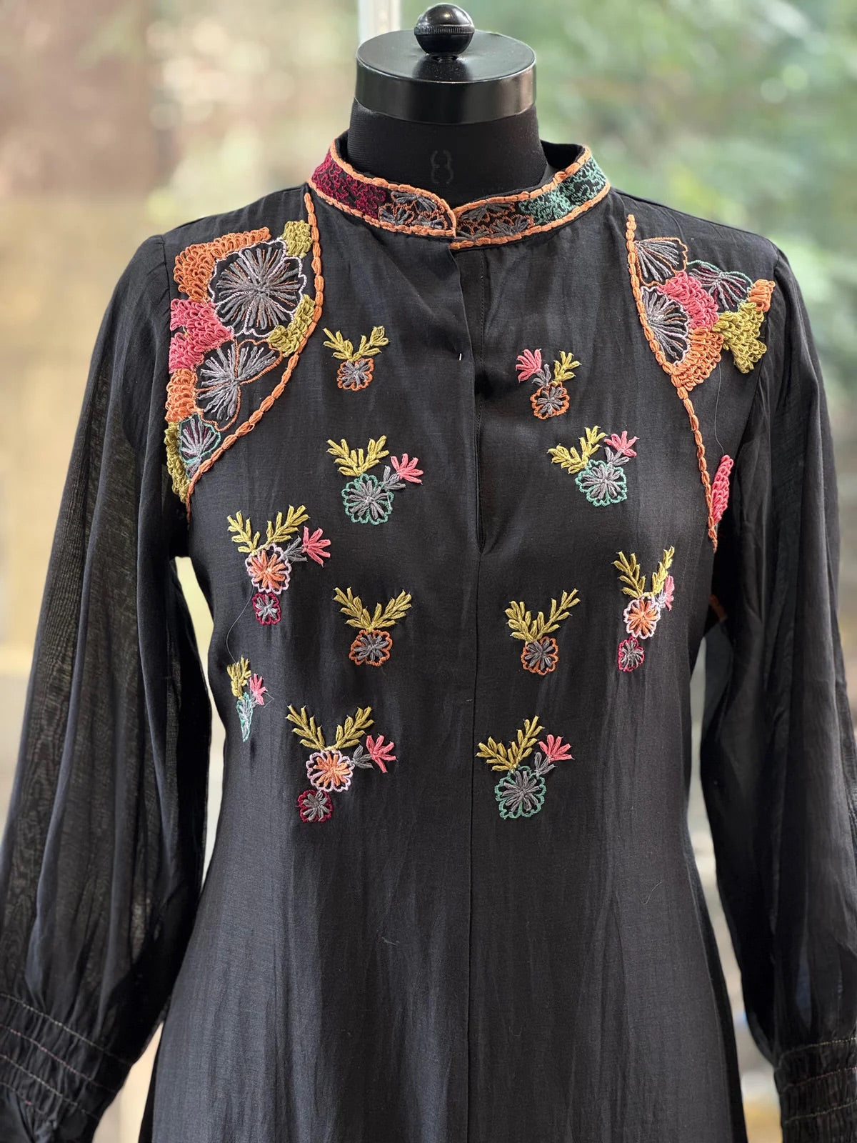 A2637 - Pure Mul chanderi Embroidered Kurti & Pant set.