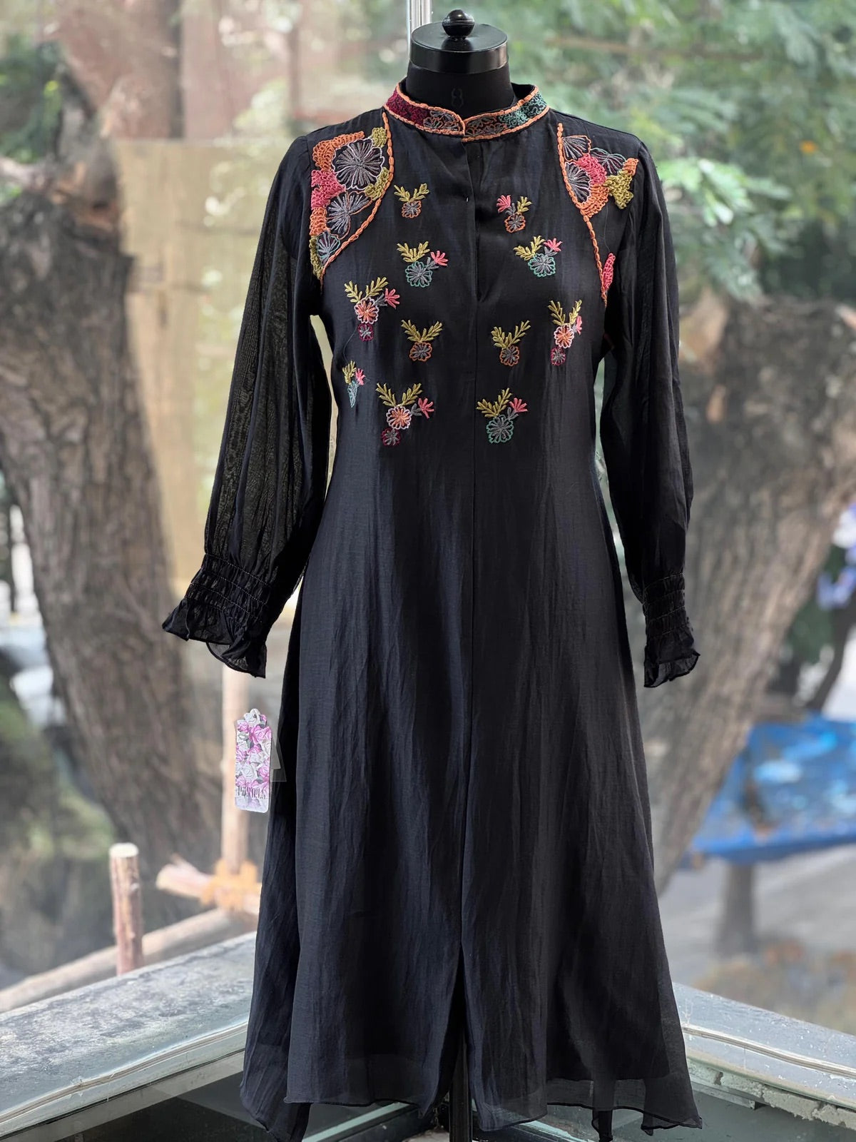 A2637 - Pure Mul chanderi Embroidered Kurti & Pant set.