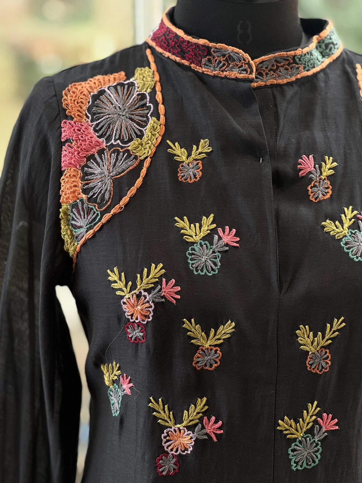 A2637 - Pure Mul chanderi Embroidered Kurti & Pant set.