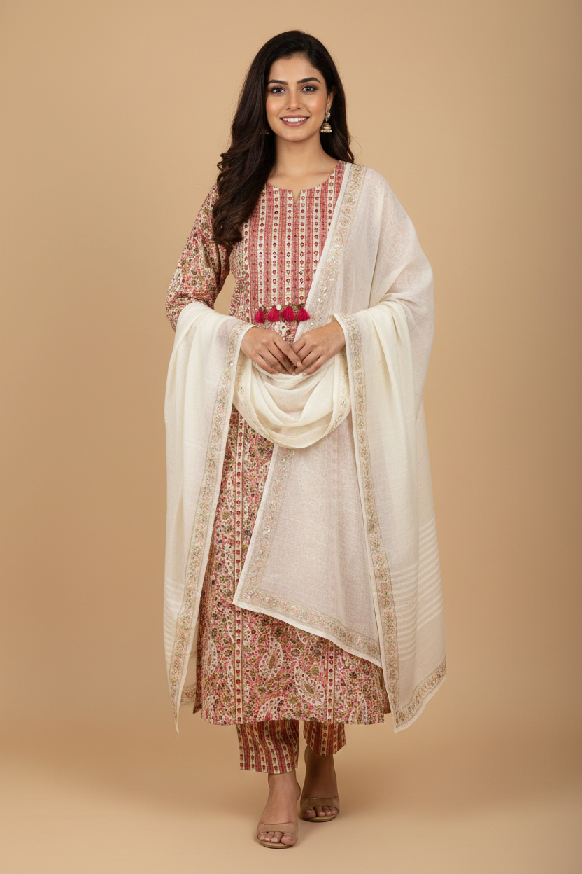 A4047 Model Image - Plain Dupatta