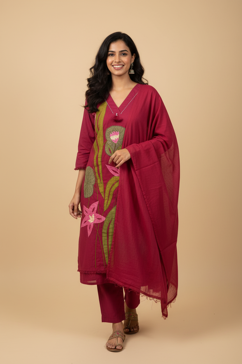 A4060 with Plain Dupatta