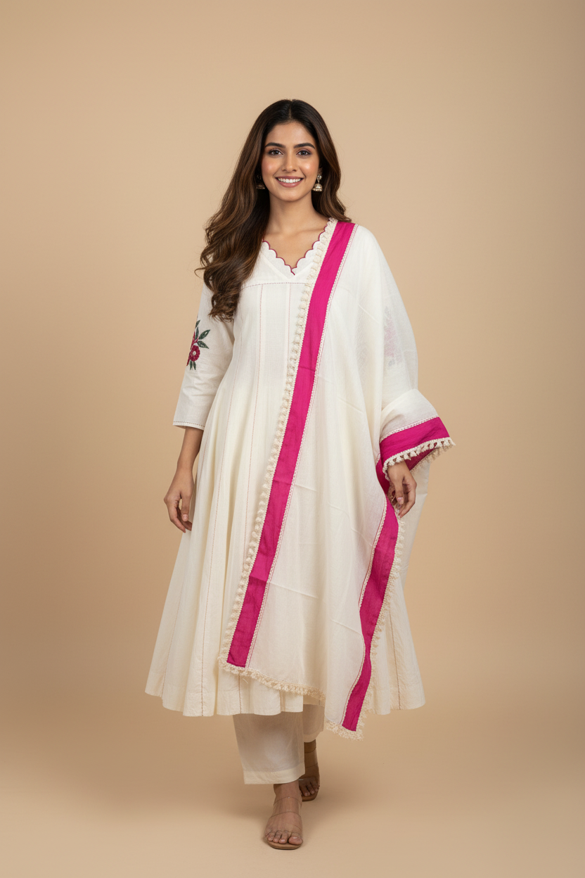 A4160 Indian Model - Dupatta Border One Side