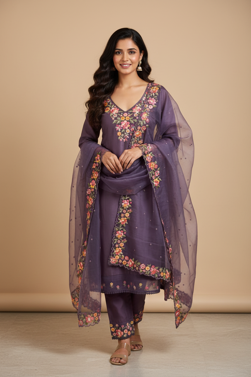Full Body - Indian Model in A1473 Mul Cotton Suit