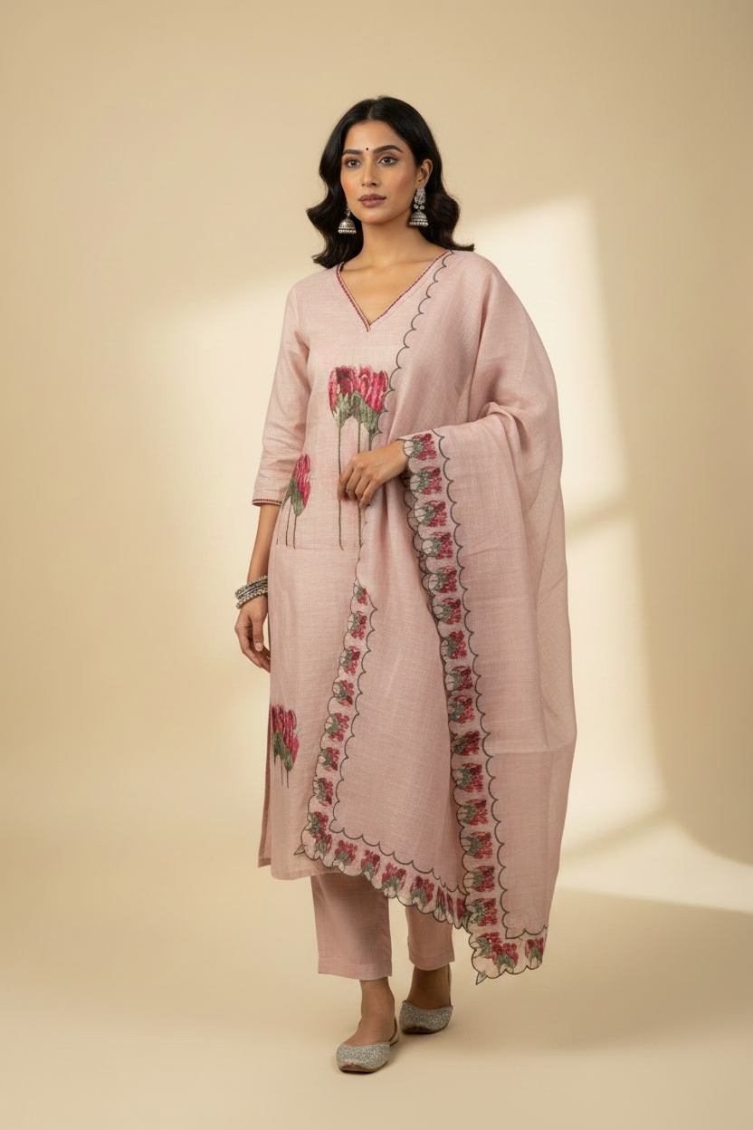 Indian Model in A1221 Linen Unstitched Suit