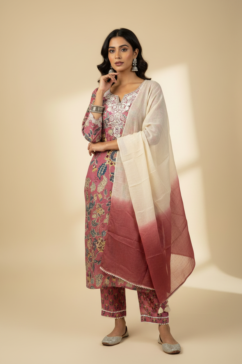 Indian Model in A2788 Cotton Kurti Set